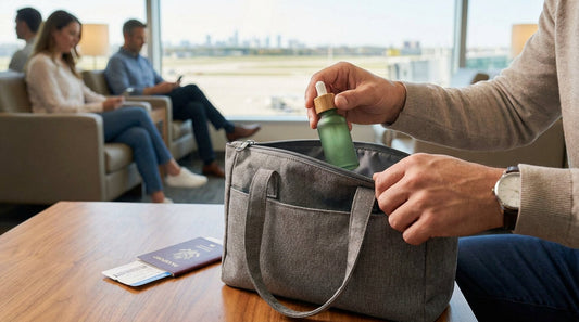 Préparation d'un voyage avec des produits CBD dans une valise