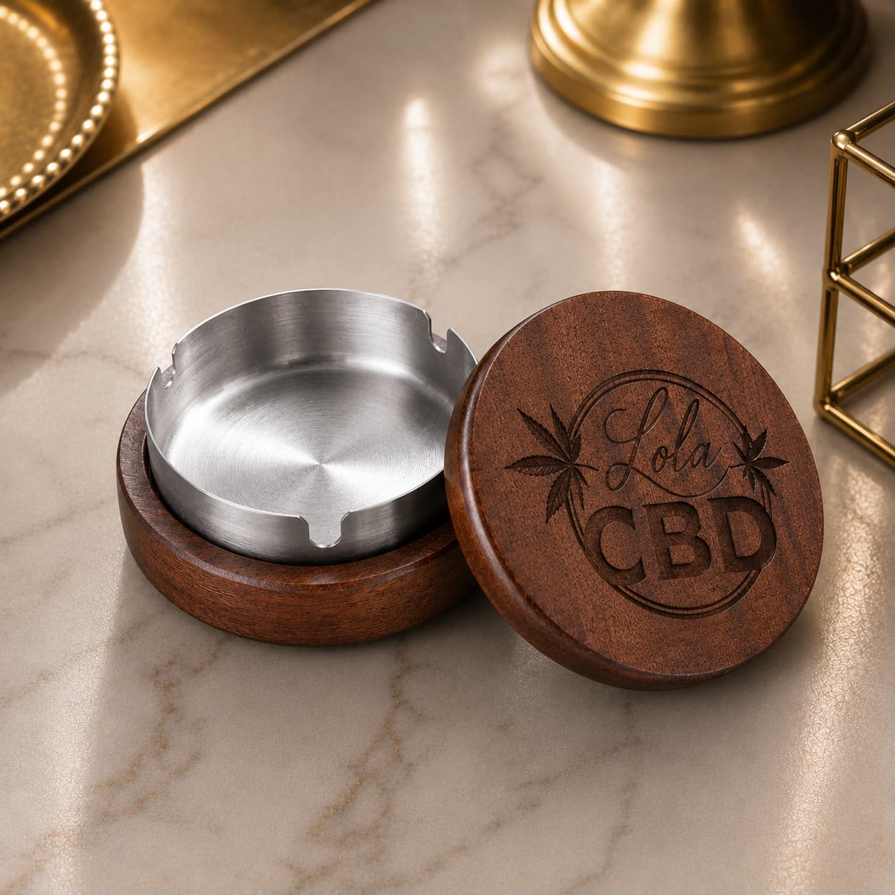 Cendrier bois gravé personnalisable