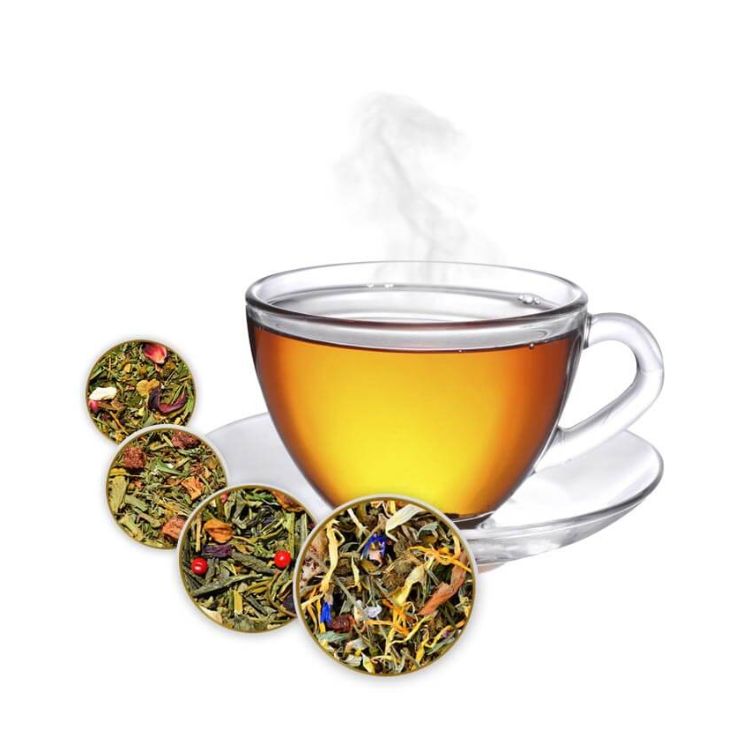 Tasse d’infusion CBD chaude avec mélanges de plantes naturelles Lola CBD.